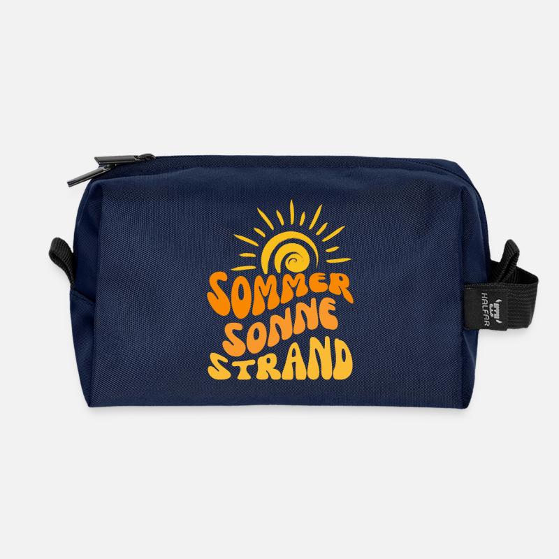 Plage de soleil d’été ondulée - Trousse de toilette en tissu recyclé - marine