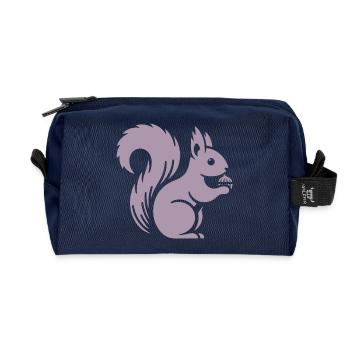 Silhouette d’écureuil minimaliste avec écrou - Trousse de toilette en tissu recyclé - marine - Devant