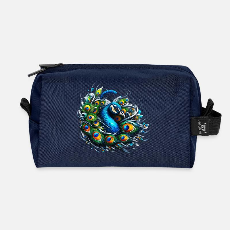 Pfau - Recycelte Kulturtasche - Navy