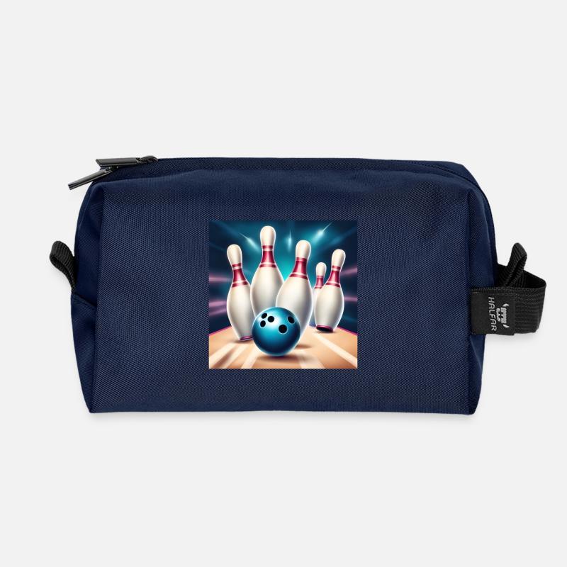 Bowling, Bowlingbahn, Bowling - Recycelte Kulturtasche - Navy