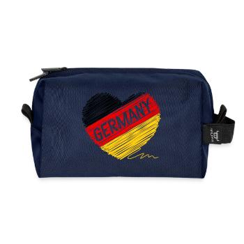 Deutschlandflagge, Liebe Deutschland, ein Symbol der Einheit - Recycelte Kulturtasche - Navy - Vorne
