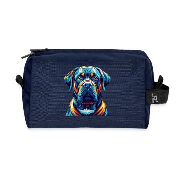 Mastiff Chien Race Coloré Dessin Animé Kawaii - Trousse de toilette en tissu recyclé - marine - Devant