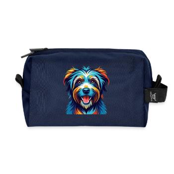 Pyrenean Shepherd Dog Breed Cartoon Kawaii - Recycled Toiletry Zip Bag - navy - Front