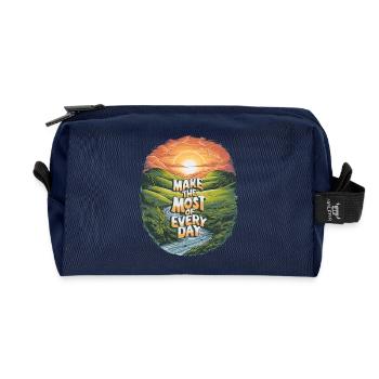 Make the most of every day - Recycled Toiletry Zip Bag - navy - Front