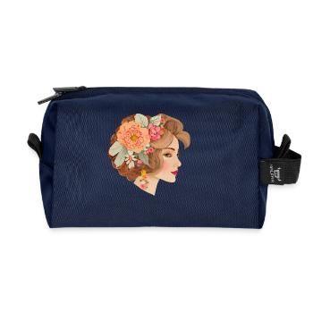 Schöne Dame im Bohemian Chic Stil - Recycelte Kulturtasche - Navy - Vorne