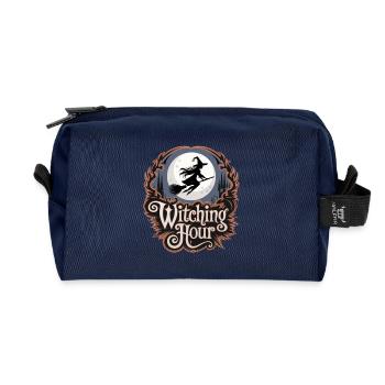 Sorcière à la pleine lune – L’heure des sorcières - Trousse de toilette en tissu recyclé - marine - Devant