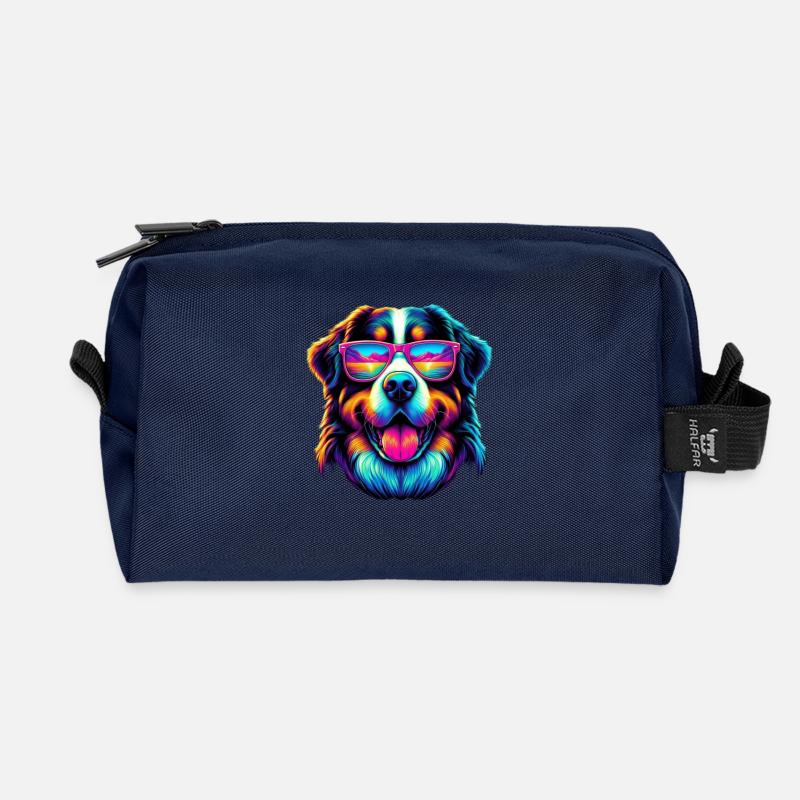 Bernese mountain dog - Recycled Toiletry Zip Bag - navy