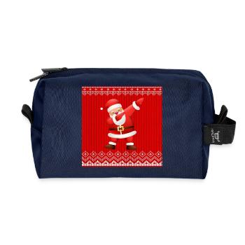 joyeux noël, joyeuses fêtes, santa - Trousse de toilette en tissu recyclé - marine - Devant