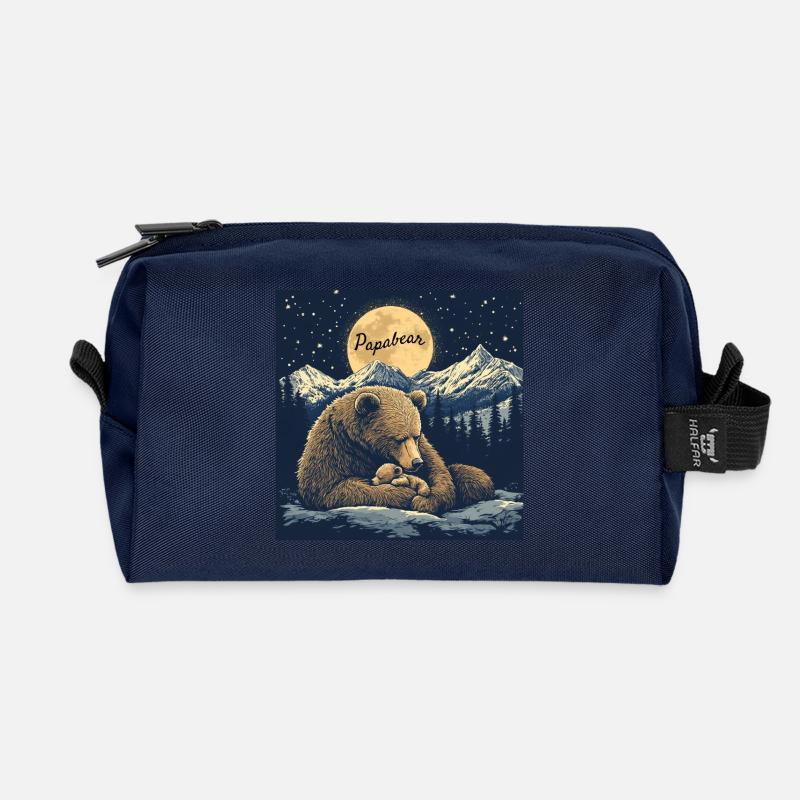 Der in sich ruhende Papabear - Recycelte Kulturtasche - Navy