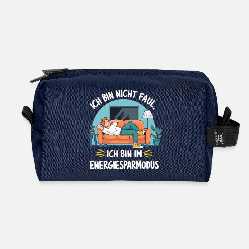 Energiesparmodus Humor Design - Recycelte Kulturtasche - Navy