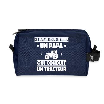 Ne jamais sous-estimer un papa agriculteur - Trousse de toilette en tissu recyclé - marine - Devant