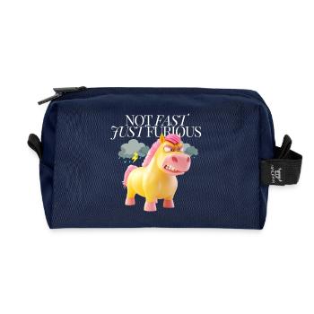 Not Fast, Just Furious – Angry Unicorn - Recycled Toiletry Zip Bag - navy - Front