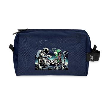 Astronaut Alien Schach Spiel Universum Geschenk - Recycelte Kulturtasche - Navy - Vorne