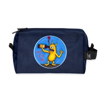 Drinking Monster Yellow No. 7 - Recycled Toiletry Zip Bag - navy - Front