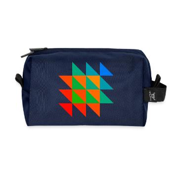 Colorful Triangle Mosaic - Recycled Toiletry Zip Bag - navy - Front