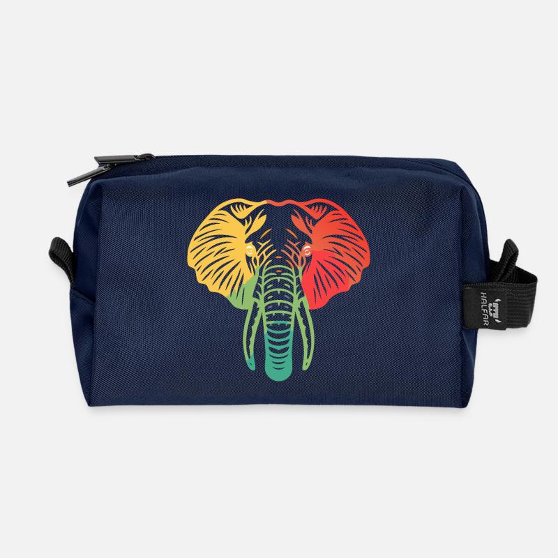 Elefantenkopf bunt - Recycelte Kulturtasche - Navy