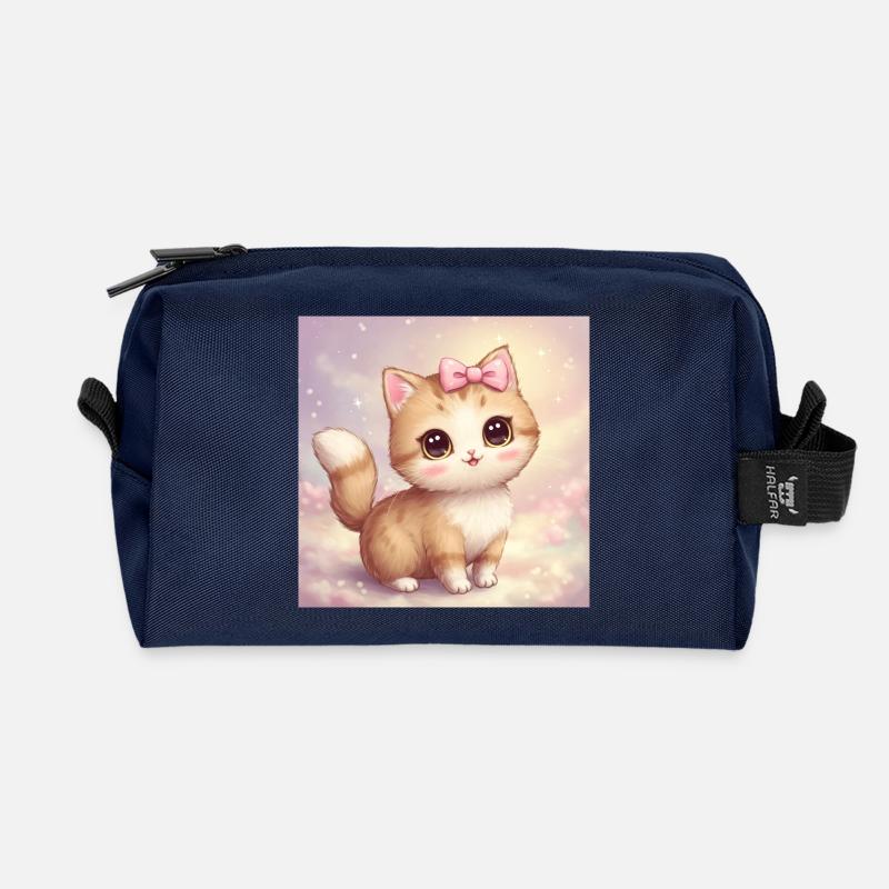 Ein entzückendes 💖 kleines Fellknäuel - Recycelte Kulturtasche - Navy