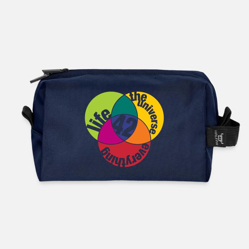 Life, The Universe and Everything - Recycled Toiletry Zip Bag - navy