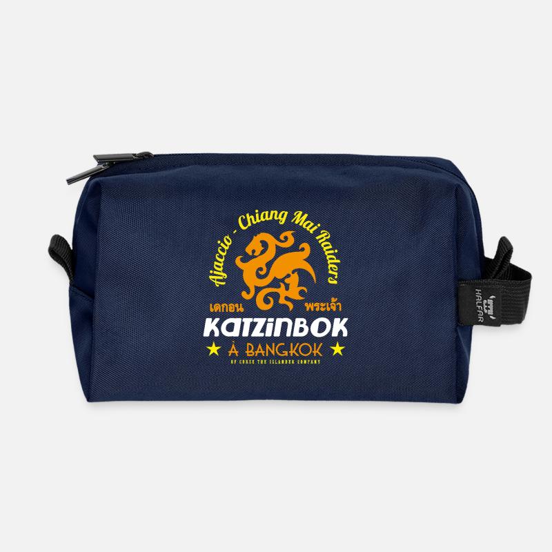 KATZINBOCK IN BANGKOK orange - Recycelte Kulturtasche - Navy