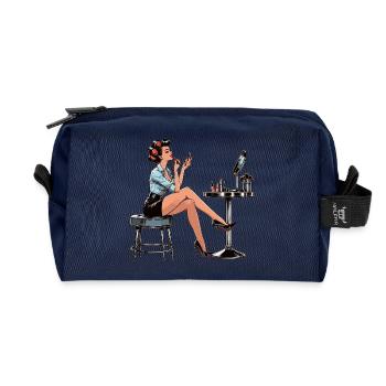 Woman Rockabilly Make Up Make Up Retro Gift - Recycled Toiletry Zip Bag - navy - Front