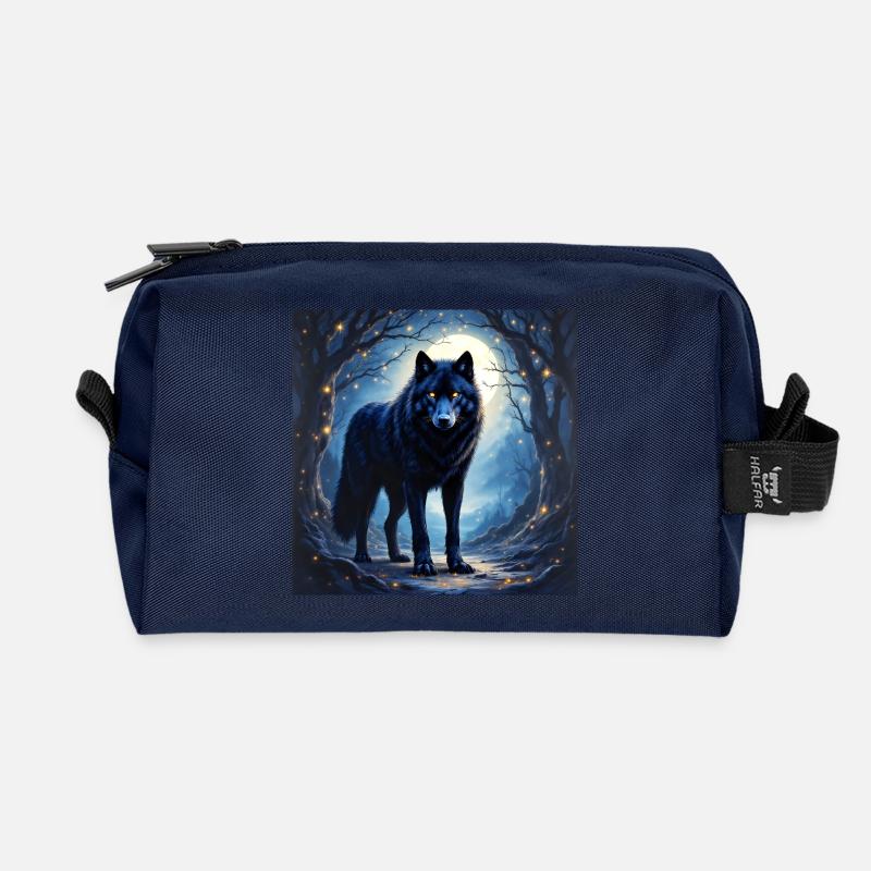 Krafttier Dunkler Wolf - Recycelte Kulturtasche - Navy