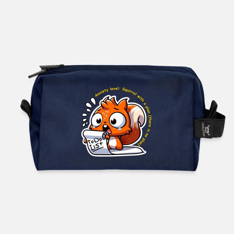 Ängstliches Eichhörnchen mit To-Do-Liste - Recycelte Kulturtasche - Navy
