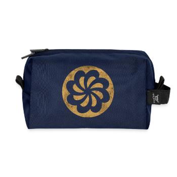 Spirale d'éternité arménienne dans un cercle doré - Trousse de toilette en tissu recyclé - marine - Devant