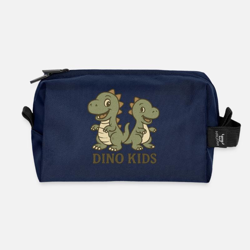 Niedliche Dino-Kinder Design - Recycelte Kulturtasche - Navy