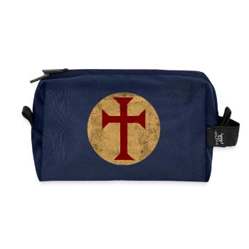 Templerkreuz im Goldenen Kreis - Recycelte Kulturtasche - Navy - Vorne