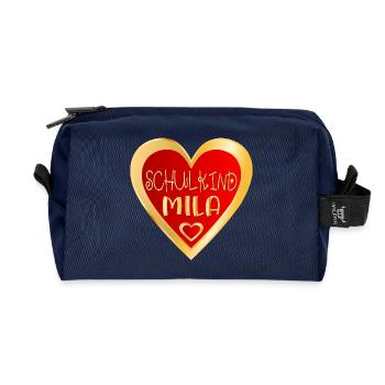 SCHULKIND MILA HERZ - Recycelte Kulturtasche - Navy - Vorne