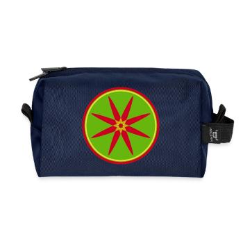 Stylisches Mandala mit roten Blättern - Recycelte Kulturtasche - Navy - Vorne