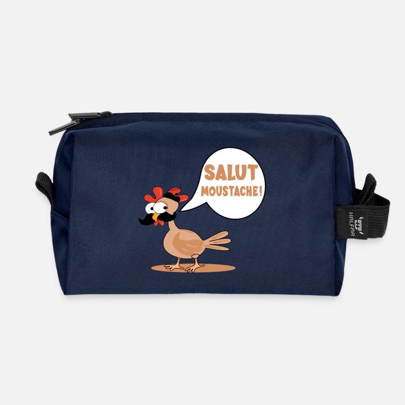 HÜHNER HÜHNER HI SCHNURRBART - Recycelte Kulturtasche - Navy