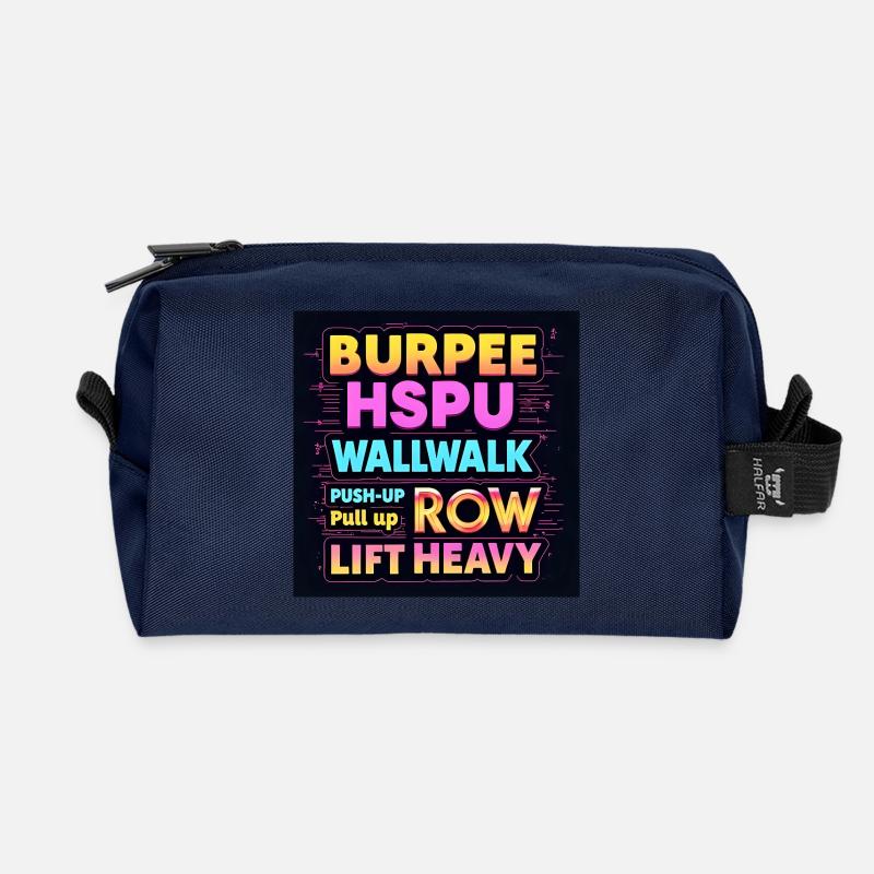 Fitness Workout Motivationschrift - Recycelte Kulturtasche - Navy
