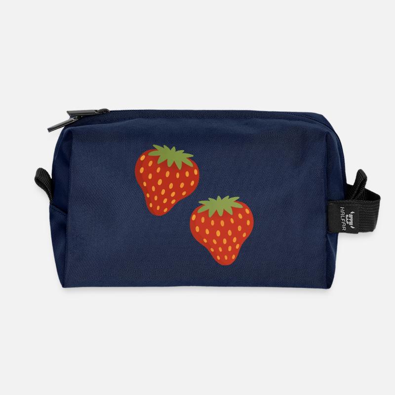 Lebendiges Erdbeermuster für Freizeitkleidung - Recycelte Kulturtasche - Navy