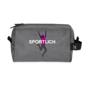 Sporty, dynamic, sporty silhouette - Recycled Toiletry Zip Bag - anthracite - Front