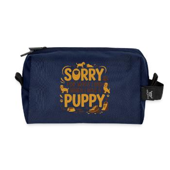 Funny Dog Owner Puppy Apology Humor  - Recycled Toiletry Zip Bag - navy - Front