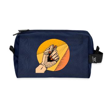 Powerful hand movement in retro design - Recycled Toiletry Zip Bag - navy - Front