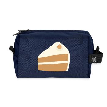 Conception de tranche de gâteau aux noix - Trousse de toilette en tissu recyclé - marine - Devant