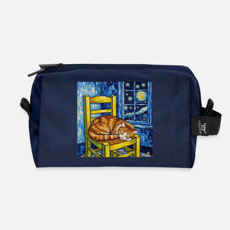 Kat van Gogh Sternenhimmel - Recycelte Kulturtasche - Navy