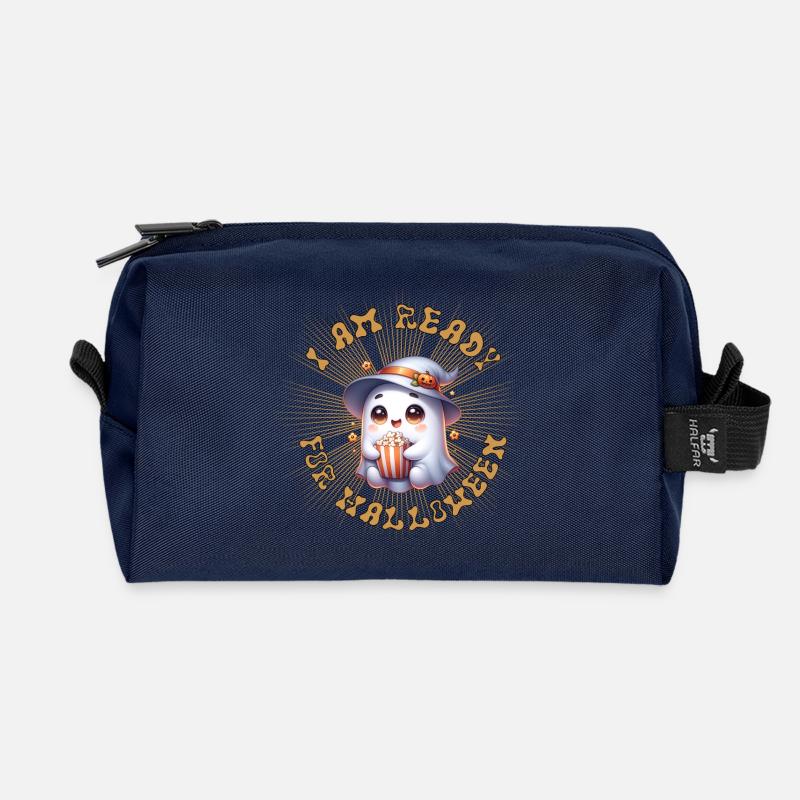 Süßer Geister-Hexen-Charme im Halloween-Stil - Recycelte Kulturtasche - Navy
