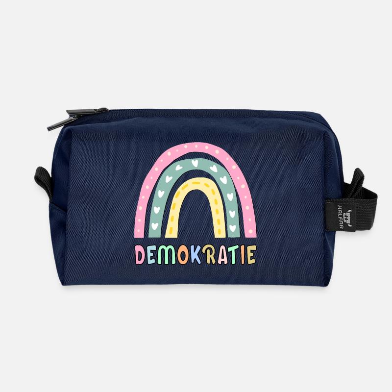 KINDER REGENBOGEN DEMOKRATIE - Recycelte Kulturtasche - Navy