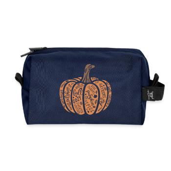Motif citrouille joyeux Halloween - Trousse de toilette en tissu recyclé - marine - Devant