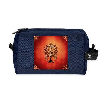 Tree of Life with Snake and Gems - Recycled Toiletry Zip Bag - navy - Front