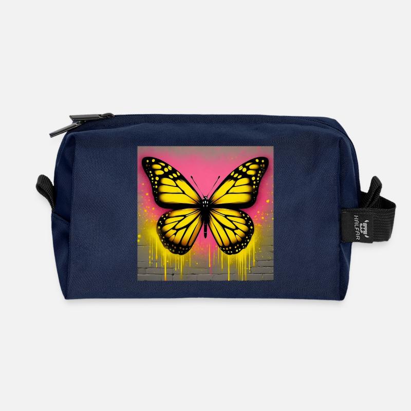 Schmetterling - Recycelte Kulturtasche - Navy