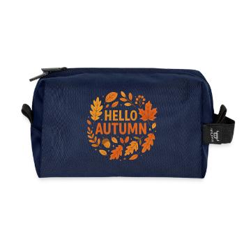 Herbstlaub Begrüßung auf Kleidung - Recycelte Kulturtasche - Navy - Vorne