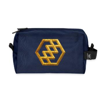 Golden Geometric Pattern - Recycled Toiletry Zip Bag - navy - Front
