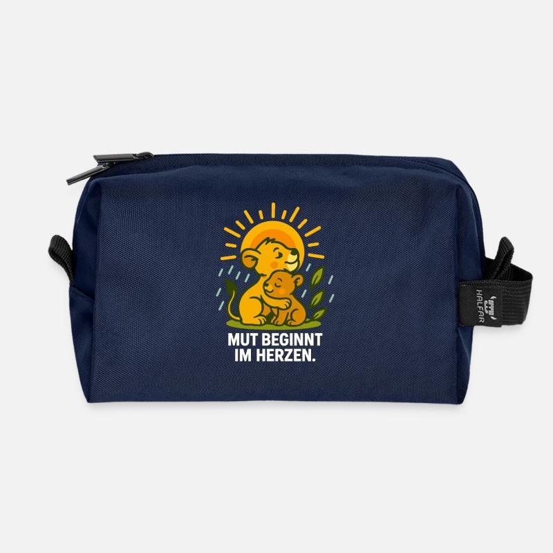 Mut_beginnt_im_Herzen - Recycled Toiletry Zip Bag - navy