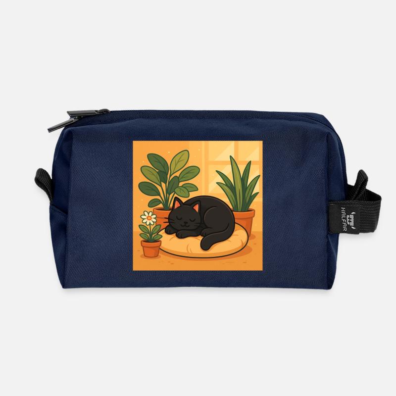 Gemütliche Katzenruhe mit Pflanzen - Recycelte Kulturtasche - Navy