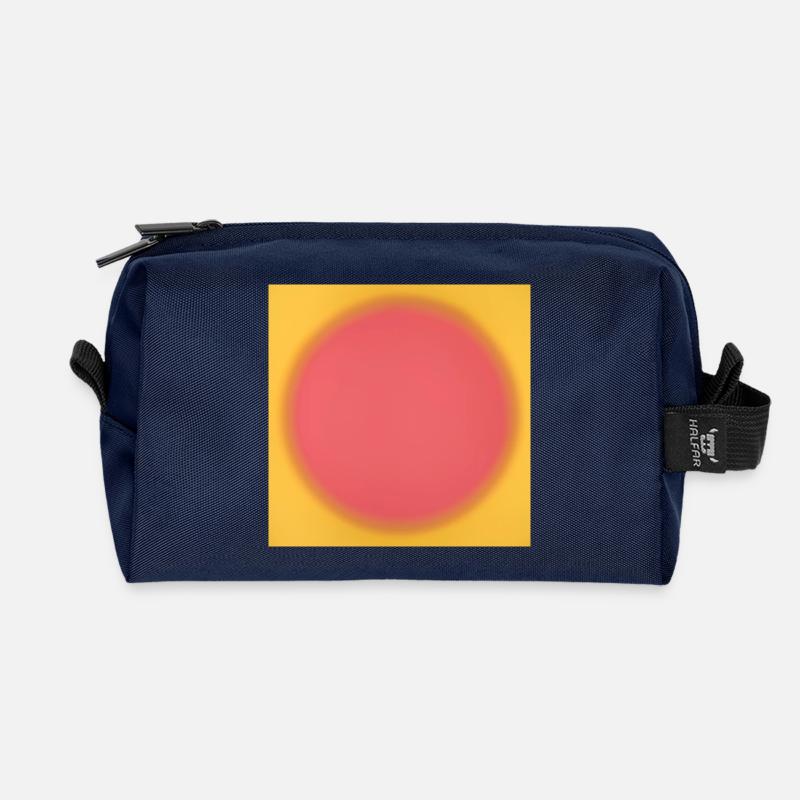Rosa Kreis auf gelbem Hintergrund - Recycelte Kulturtasche - Navy