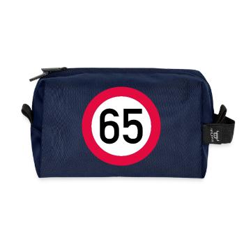 65. Geburtstag Achtung! Verkehrsschild 65 Km/h - Recycelte Kulturtasche - Navy - Vorne